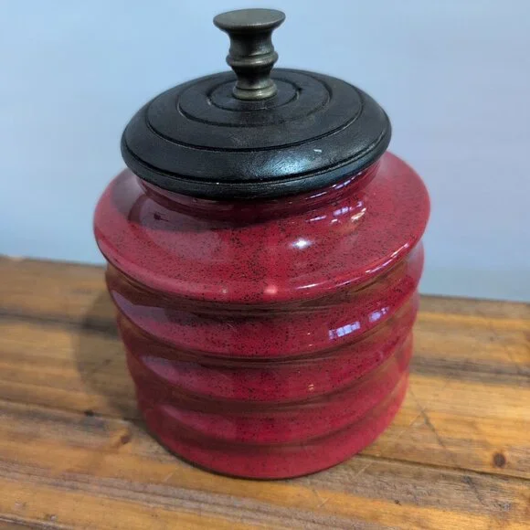 Pier One Red Canister Jar With Lid 5" Tall Replacement Vase - Picture 6 of 9